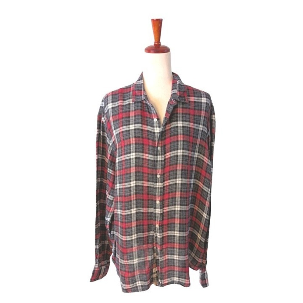 Frank & Eileen Paul Shirt XX Large Red Plaid‎ Linen Button Down Men